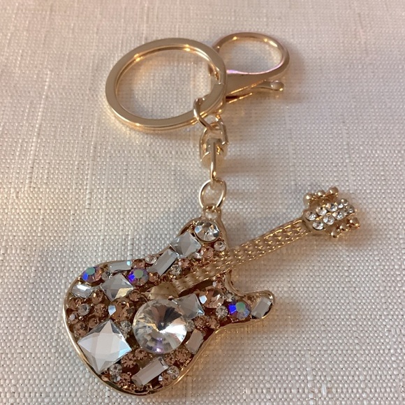 Guitar Rhinestone Keychain Accessories - Guitar Rhinestone Keychain